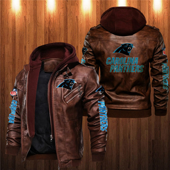 30% OFF Best Men’s Carolina Panthers Faux Leather Jacket On Sale