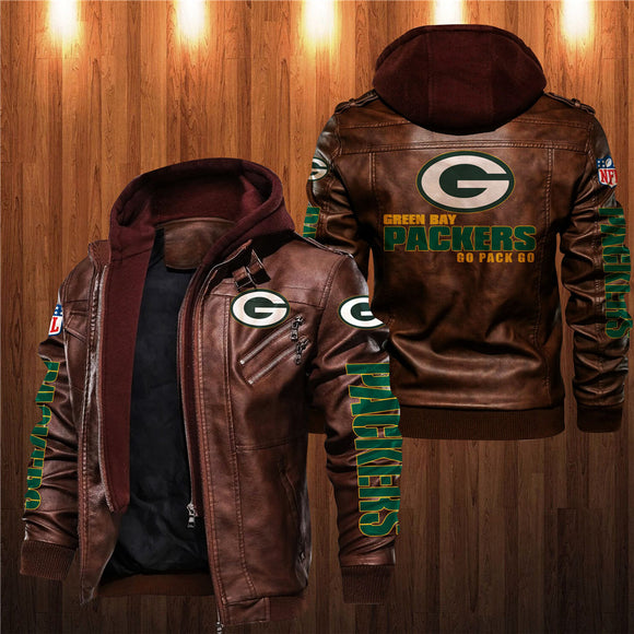 30% OFF Best Men’s Green Bay Packers Faux Leather Jacket On Sale