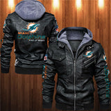 30% OFF Best Men’s Miami Dolphins Faux Leather Jacket On Sale