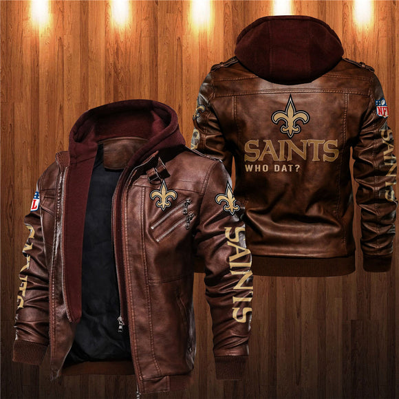30% OFF Best Men’s New Orleans Saints Faux Leather Jacket On Sale