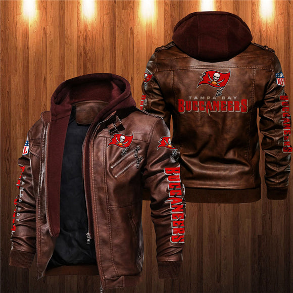 30% OFF Men’s Black/ Brown Tampa Bay Buccaneers Faux Leather Jacket