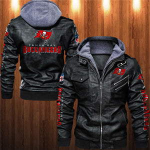 30% OFF Men’s Black/ Brown Tampa Bay Buccaneers Faux Leather Jacket