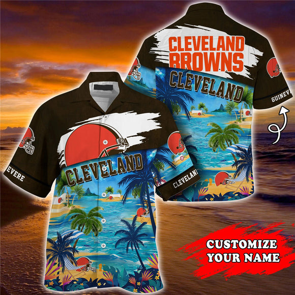 15% OFF Men's Cleveland Browns Hawaiian Shirt Paradise Floral