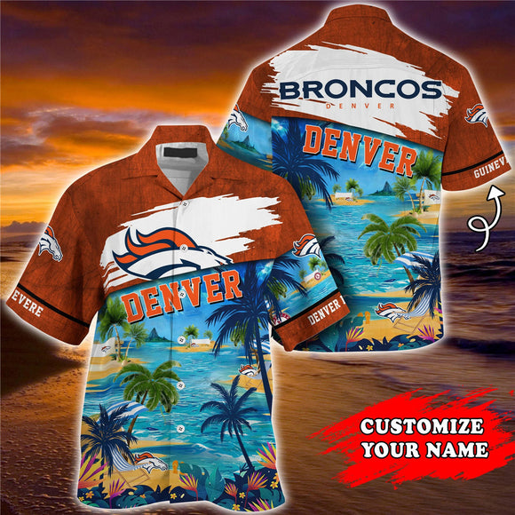 15% OFF Men's Denver Broncos Hawaiian Shirt Paradise Floral