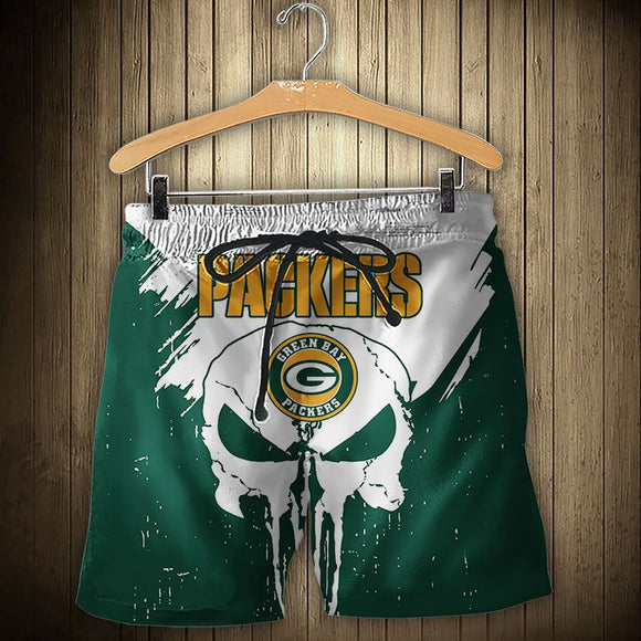 15% SALE OFF Men’s Green Bay Packers Skull Shorts For Sale