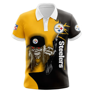 20% OFF Iron Maiden Fuck Pittsburgh Steelers Polo Shirt Cheap For Sale