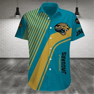 15% OFF Men's Jacksonville Jaguars Shirt Stripes Short Sleeve