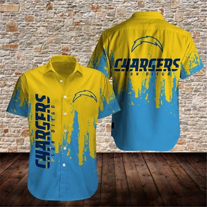 15% OFF Men’s Los Angeles Chargers Button Down Shirt Graffiti On Sale