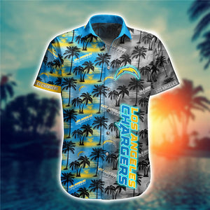 15% OFF Men's Los Angeles Chargers Hawaiian Shirt Palm Tree For Sale