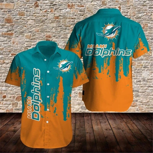 15% OFF Men’s Miami Dolphins Button Down Shirt Graffiti On Sale