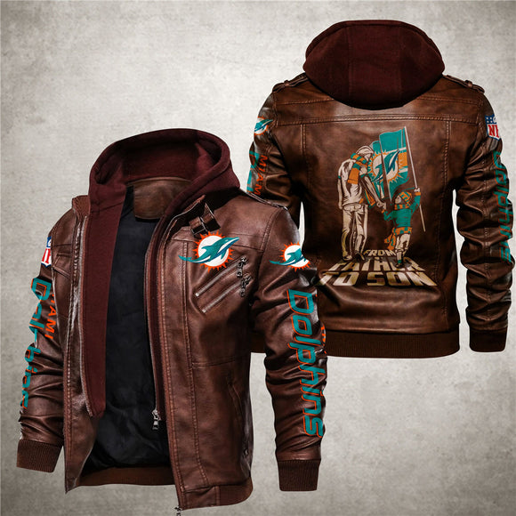30 % OFF Men’s Miami Dolphins Leather Jacket - Hurry Up Limited Time