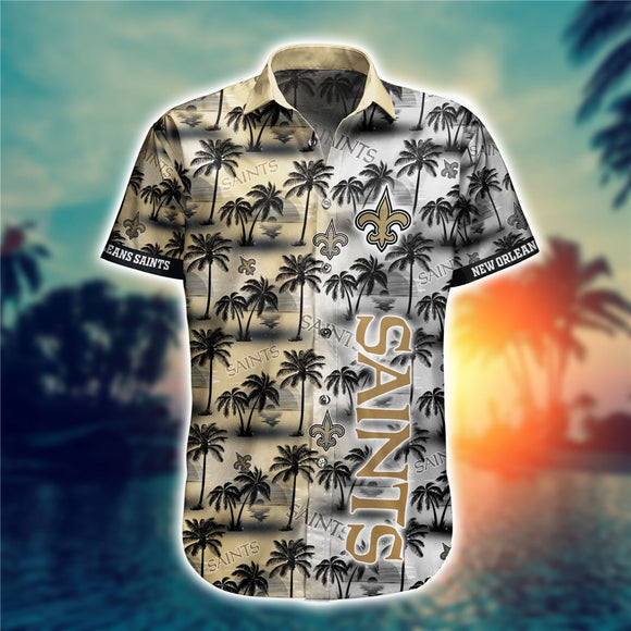 15% OFF Men's New Orleans Saints Hawaiian Shirt Palm Tree For Sale