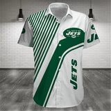 15% OFF Men's New York Jets Shirt Stripes Short Sleeve