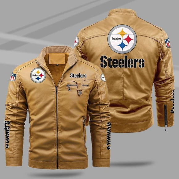 Men's Pittsburgh Steelers Leather Jackets Motorcycle