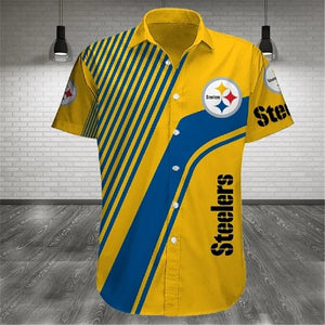 15% OFF Men's Pittsburgh Steelers Shirt Stripes Short Sleeve