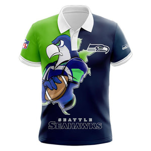 20% OFF Men’s Seattle Seahawks Polo Shirt Mascot On Sale