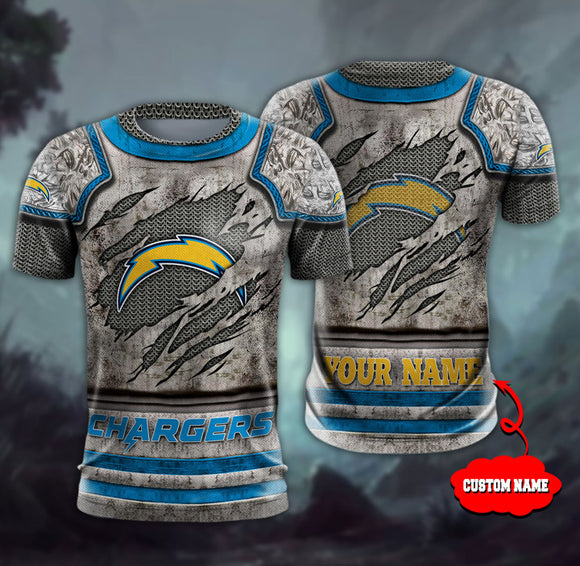 15% OFF Men’s Warrior Los Angeles Chargers T Shirt Custom Name