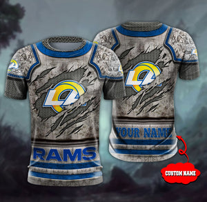 15% OFF Men’s Warrior Los Angeles Rams T Shirt Custom Name