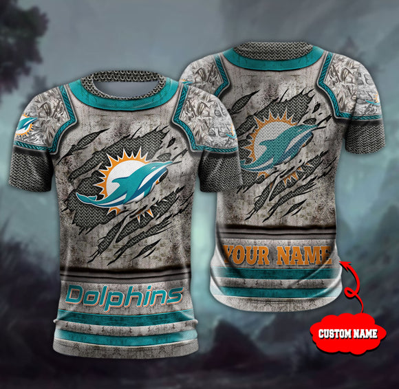 15% OFF Men’s Warrior Miami Dolphins T Shirt Custom Name