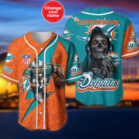20% OFF Best Miami Dolphins Baseball Jersey Skull Custom Name