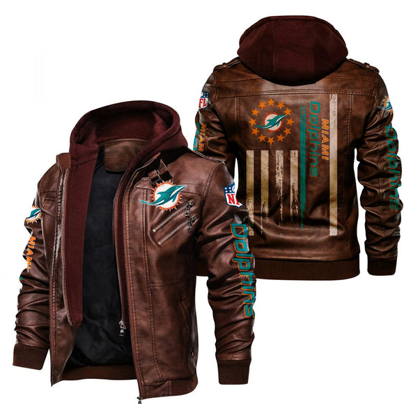 30% OFF Miami Dolphins Faux Leather Jacket - Limited Time Offer