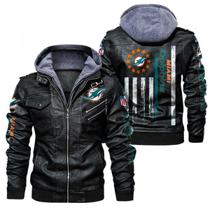 30% OFF Miami Dolphins Faux Leather Jacket - Limited Time Offer