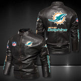 30% OFF Miami Dolphins Faux Leather Varsity Jacket - Hurry! Offer ends soon