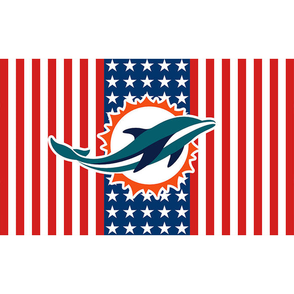 25% OFF Miami Dolphins Flag 3x5 With Star and Stripes White & Red
