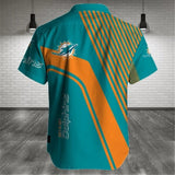 15% OFF Men's Miami Dolphins Shirt Stripes Short Sleeve