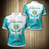 20% OFF Miami Dolphins Polo Shirt Mens Punisher Skull