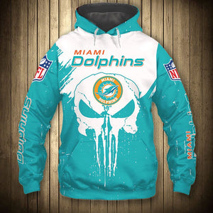 20% OFF Men’s Black Miami Dolphins Hoodies Punisher Skull On Sale