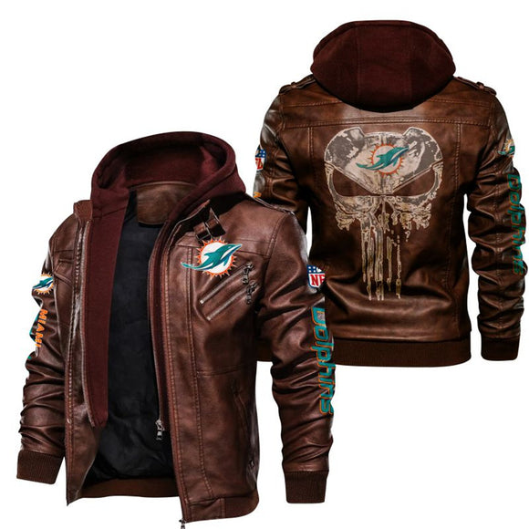 30% OFF Hot Sale Miami Dolphins Winter Jackets Punisher Skull On Back