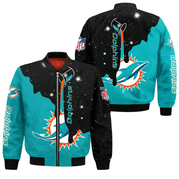 17% SALE OFF Miami Dolphins Zip Up Jackets Galaxy CHEAP For Men