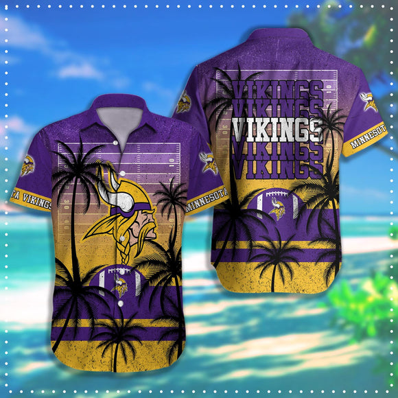 15% SALE OFF Minnesota Vikings Hawaiian Shirt Coconut Tree & Ball