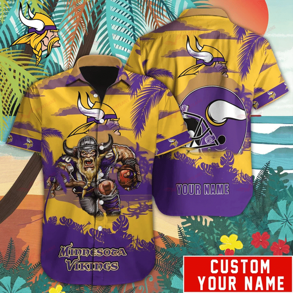 14% OFF Mascot Minnesota Vikings Hawaiian Shirt Custom Name For Men