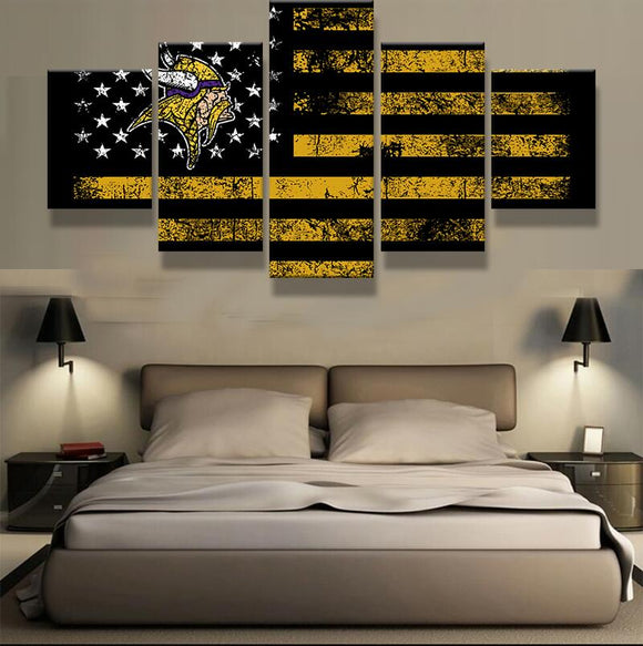 30 % OFF Minnesota Vikings Wall Art American Flag Canvas Print