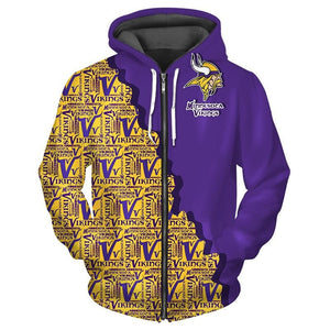 Up To 20% OFF Best Minnesota Vikings Zipper Hoodies Repeat Logo