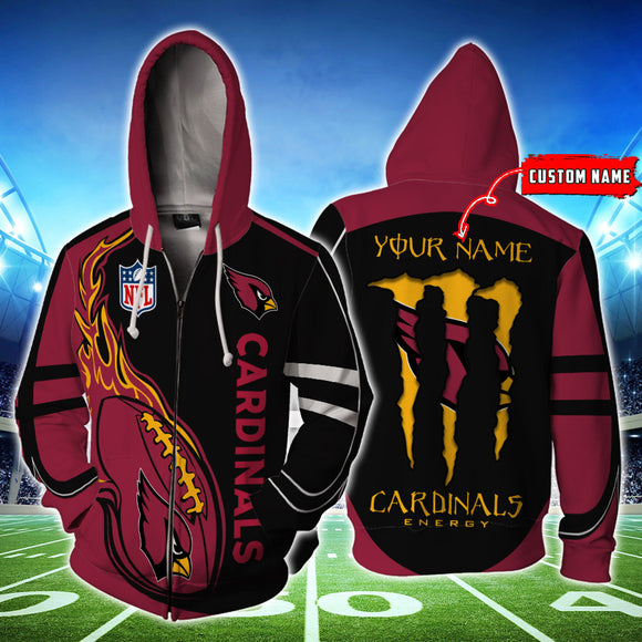 20% OFF Monster Energy Arizona Cardinals Zipper Hoodie Custom Name