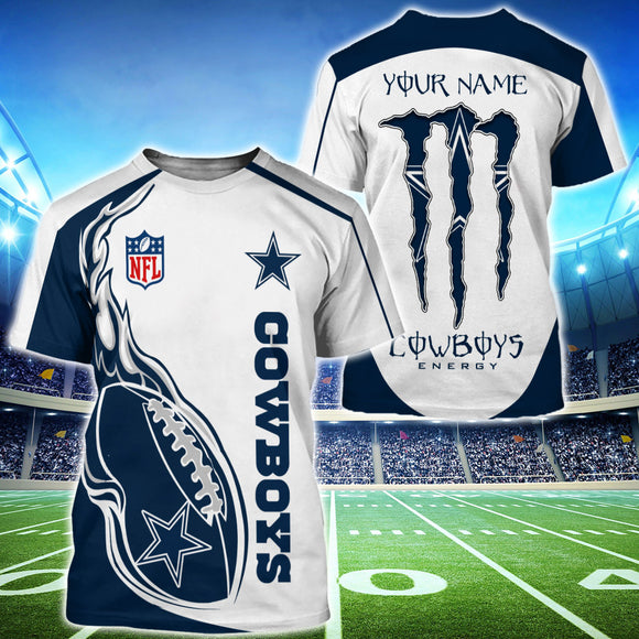 15% OFF Monster Energy Dallas Cowboys T shirt Custom Name For Men