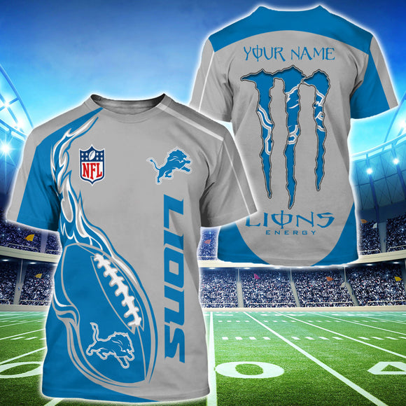 15% OFF Monster Energy Detroit Lions T shirt Custom Name For Men
