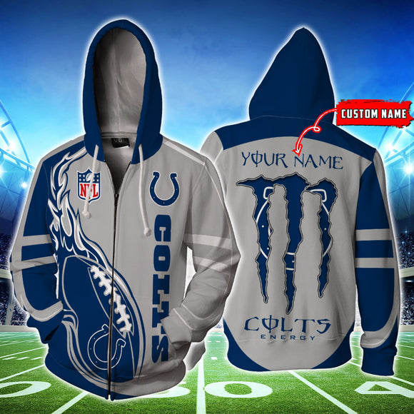 20% OFF Monster Energy Indianapolis Colts Zipper Hoodie Custom Name