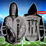 20% OFF Monster Energy Las Vegas Raiders Zipper Hoodie Custom Name
