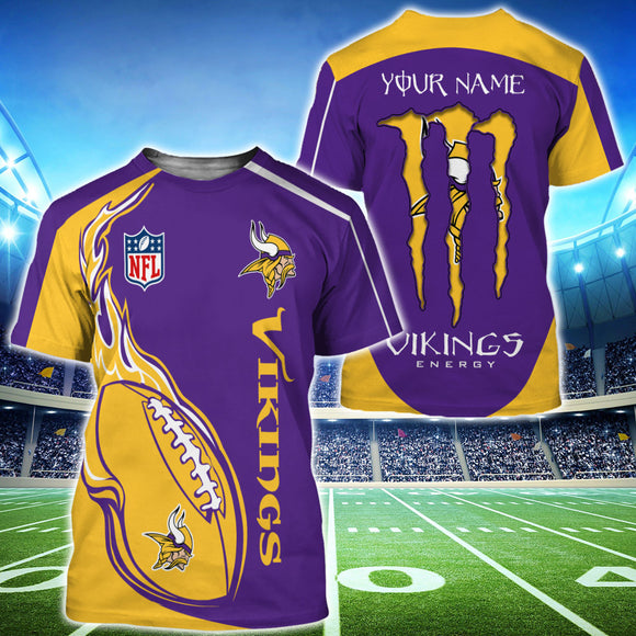 15% OFF Monster Energy Minnesota Vikings T shirt Custom Name For Men