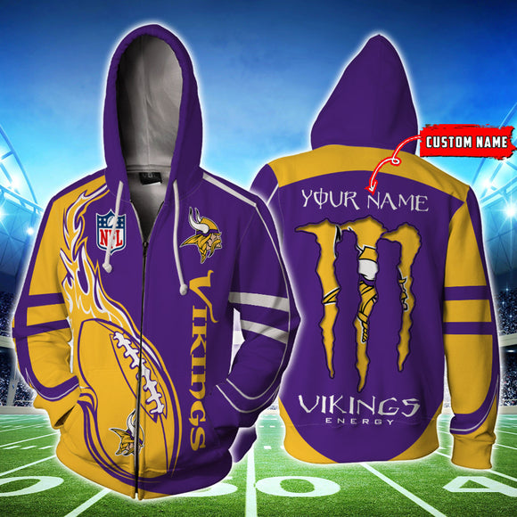 20% OFF Monster Energy Minnesota Vikings Zipper Hoodie Custom Name