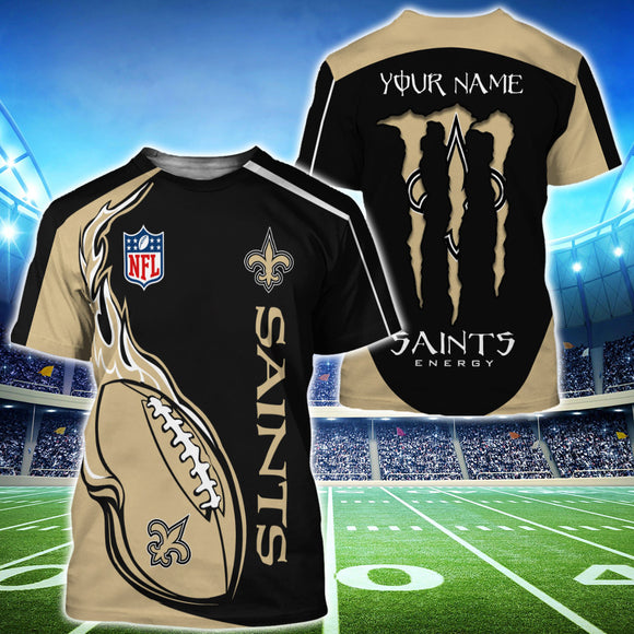 15% OFF Monster Energy New Orleans Saints T shirt Custom Name For Men
