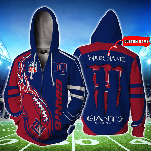 20% OFF Monster Energy New York Giants Zipper Hoodie Custom Name