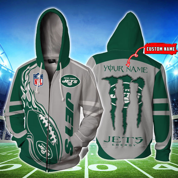 20% OFF Monster Energy New York Jets Zipper Hoodie Custom Name