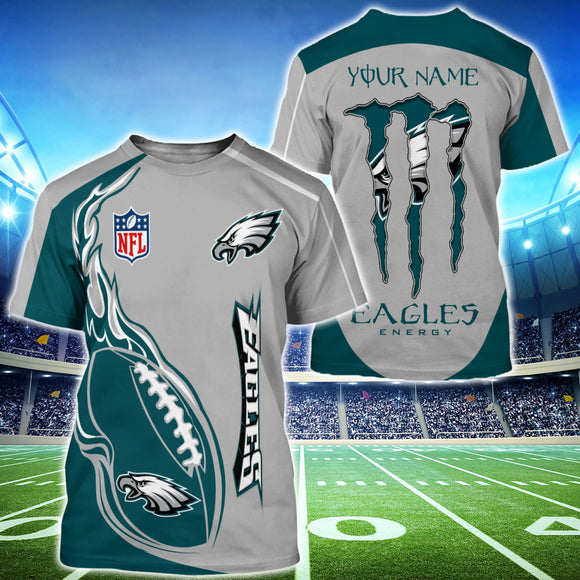 15% OFF Monster Energy Philadelphia Eagles T shirt Custom Name For Men