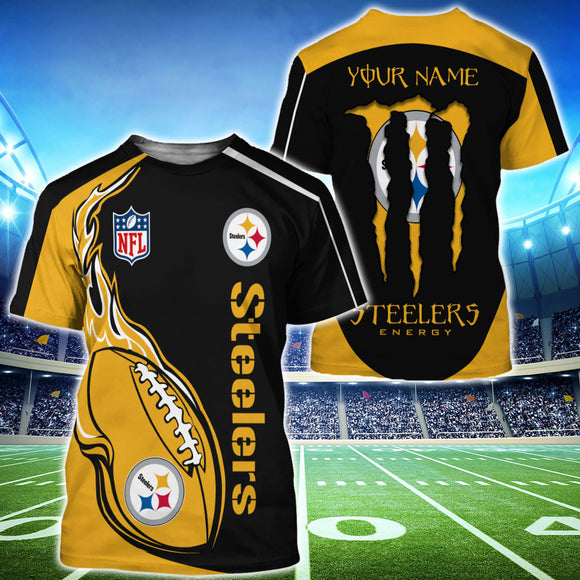15% OFF Monster Energy Pittsburgh Steelers T shirt Custom Name For Men