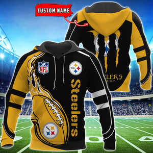 20% OFF Monster Energy Pittsburgh Steelers Zipper Hoodie Custom Name